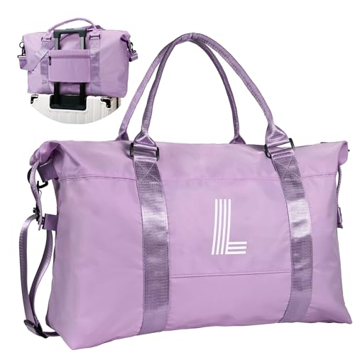 Initial Travel Duffel Bag, Sports Bag, Personalized Weekender Bags - color: Purple, style: L*