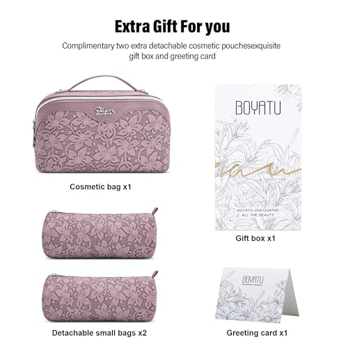 BOYATU Travel Makeup Bag Cosmetic Bags for Women: 3 Pcs Set Make up Bag - color: Z-64Purple