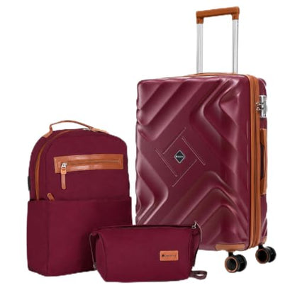 Rosamo 3 piece Luggage Set Expandable Suitcase 22x14x9 Airline Approved Carry on, ABS Hard Case Suitcases with Spinner Wheels,TSA Lock (Red) - color: Red, size: 3 Piece Sets 20/BP/TB