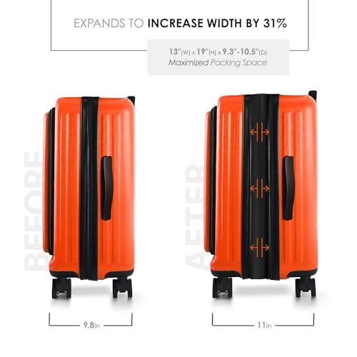 TRAVELARIM 20 Inch Carry On Luggage 22x14x9 Airline Approved Suitcase - color: Orange, size: Carry-on 20 Inch