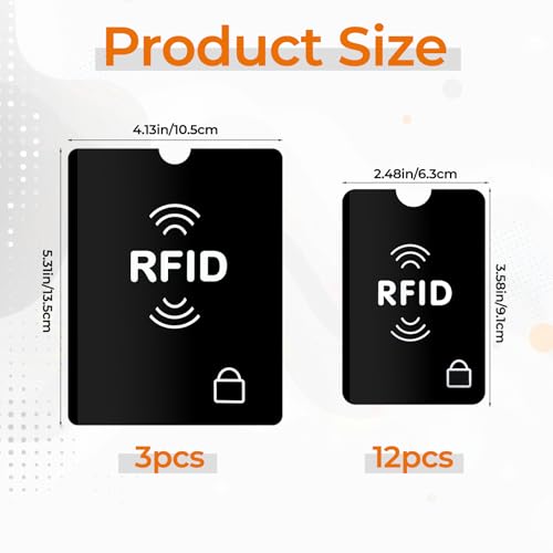 15 PCS RFID Blocking Sleeves 3 Passport Sleeve RFID Sleeves 12 Identity Protection ID Cards Blocking Sleeve Effectively Protect Travel Essentials Fits Wallet Purse From Electronic Theft