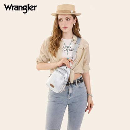 Wrangler 웨스턴 크로스바디 슬링 백 여성용 패니 팩 체스트백 백팩 여행, 일상 사용 및 선물용 - color: 실버