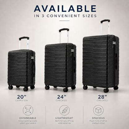 IZOD Romeo 3 Piece Hardside Expandable Luggage Set with Spinner Wheels - color: Forest, size: 3 Piece Set