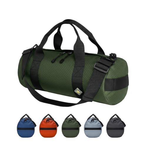 14L Compact Heavy Duty Duffle Bag, Weatherproof Ripstop Gym Travel Gear Bag - color: Forestry Green, size: 08" x 18" (14 Liters)