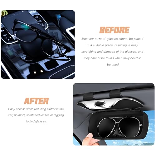 Zipelo 7.09 x 2.56 Inch Car Sun Visor Sunglasses Case, White - color: White