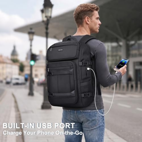 PIJUSHI Travel Backpack 35L Carry On Backpack Flight Approved - color: Updated Black