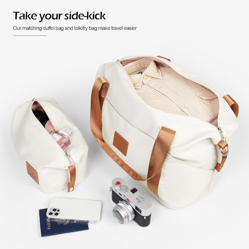 Coolife Luggage Set 3 Piece Luggage Set Carry On Suitcase Hardside Luggage with TSA Lock Spinner Wheels(White, 3 piece set (DB/TB/20)) | Lightweight ABS+PC Hardside Suitcase, TSA-Approved Lock, Travel Duffel Bag with Back Sleeve, Toiletry Bag, Water-Resis