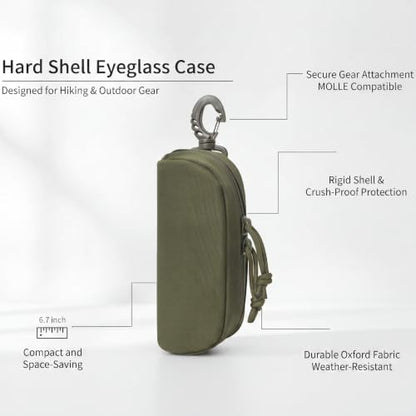 Peminkoo Tactical MOLLE Glasses Case Shockproof Sunglasses Pouch with Clip - color: Green