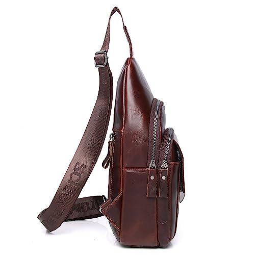 LUKZIJAES Genuine Leather Sling Bag for Men - color: #10-coffee