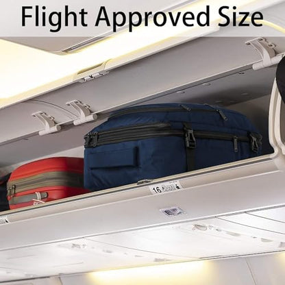 Vancropak 45l Expandable Travel Backpack, Carry on Backpack for Airplanes | Hidden Shoulder Strap, Adjustable Strap, Flight Approved Water Resistant Luggage, Lightweight Carry on Business Weekender Bag - color: Blue, size: XX-Large