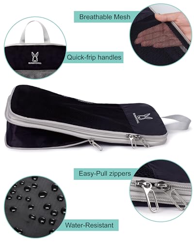 6/8 Set Space Saving Compression Packing Cubes Lightweight Packing Cube - color: Black, size: 6 Pcs(XL,L,M*2,S,laundry bag)