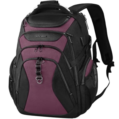 KROSER Laptop Backpack 17.3 Inch Computer Backpack for Men-Black Burgundy - color: Black/Burgundy, size: 17.3 inch