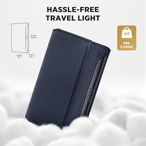 VULKIT RFID Passport Holder Slim Design Pocket Fitted Passport Cover Magnetic Closure, Single Passport Design - color: Navy