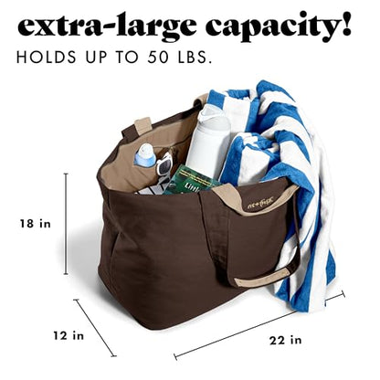 Fit & Fresh All The Things XL Beach Bag for Women, Oversized Travel Tote - color: Chocolate