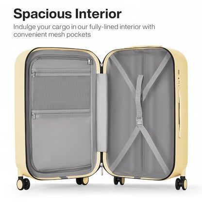 mixi 24 Inch Checked Luggage PC Hardshell Suitcases with Wheels for Travel Woman Men, Lark Yellow - color: Lark Yellow TSA2, size: 24-inch