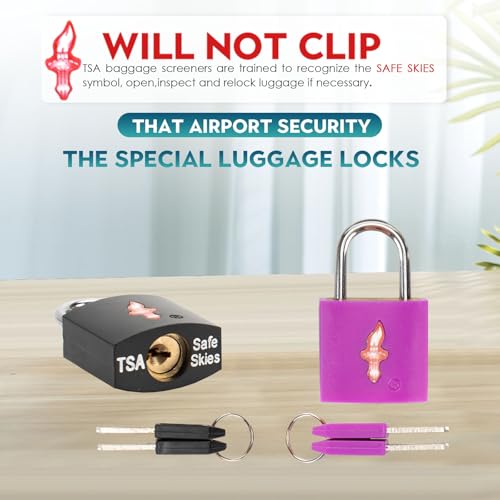 Safe Skies Keyed Alike TSA Lock 4-Pack, Black+Purple - color: black+juice