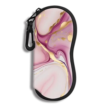 Hion Sunglasses Soft Case Ultra Light Neoprene Zipper Eyeglass Case With Belt Clip - color: 2b-marble Pink