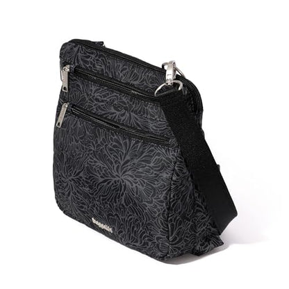 Baggallini Securtex Anti-Theft Large Crossbody - color: Midnight Blossom Print