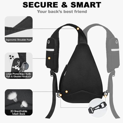 Seektop Anti Theft Crossbody Bag for Women RFID Blocking Sling Bag 7L - color: Black