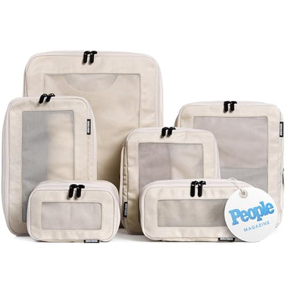 Aerotrunk Compression Packing Cubes for Travel, 6-Pack, Beige - color: Beige, size: 6-Pack