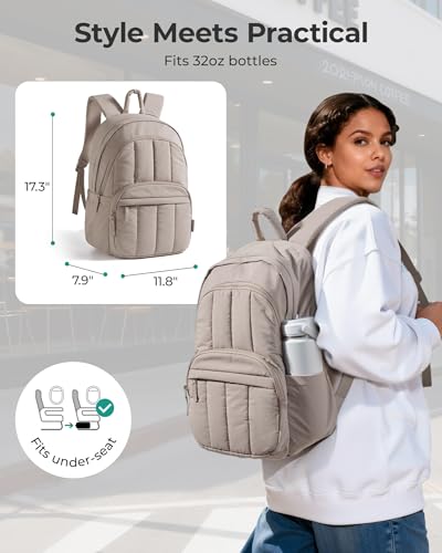 BAGSMART College Laptop Backpack,Cute Travel Backpack for Women,Quilted Computer Bookbag - color: 09-rose Purple
