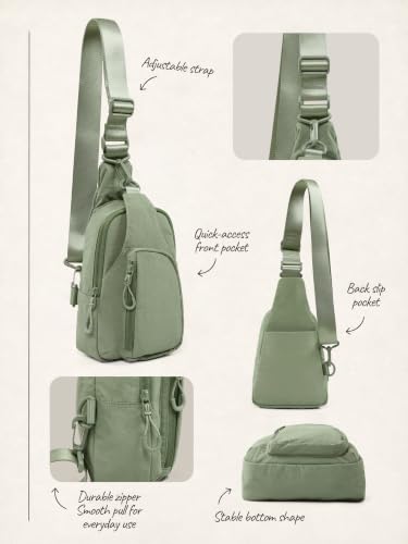 ODODOS Sling Bag with Adjustable Straps Crossbody Chest Bag Lightweight Backpack for Casual Traveling Hiking - color: Sage Grey