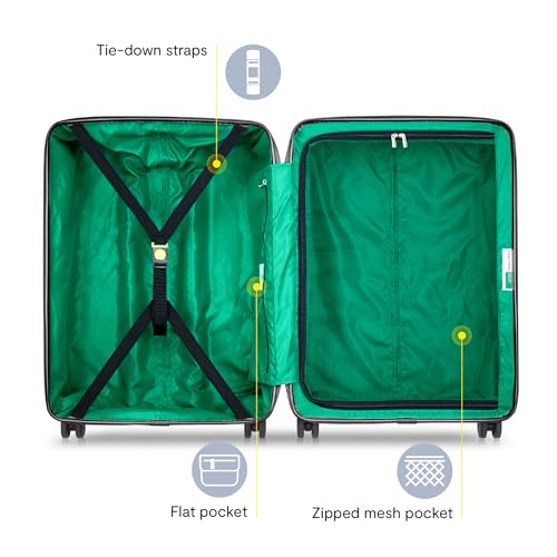 United Colors of Benetton Fabrica Hardside Luggage with Spinner Wheels, Blue, Checked-Medium 23 Inch - color: Blue, size: Checked-Medium 23 Inch