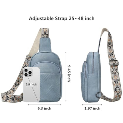 Leather Crossbody Bags for Women Small Anti Theft Sling Purse - color: Light Blue