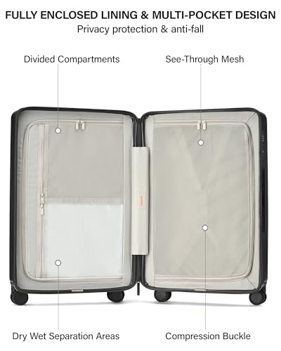 Hanke Upgraded Elite 29 Inch Extra Large Checked Luggage, PC Hard Shell Suitcases with Wheels, TSA Lock, Explosion-Proof Zipper Suitcase for Long Travel Men & Women,Jet Black - color: Jet Black, size: 29 Inch