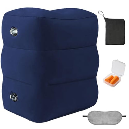 Inflatable Foot Rest Pillow for Travel - Adjustable Height Flight Foot Rest - color: Blue, size: 1 Pack