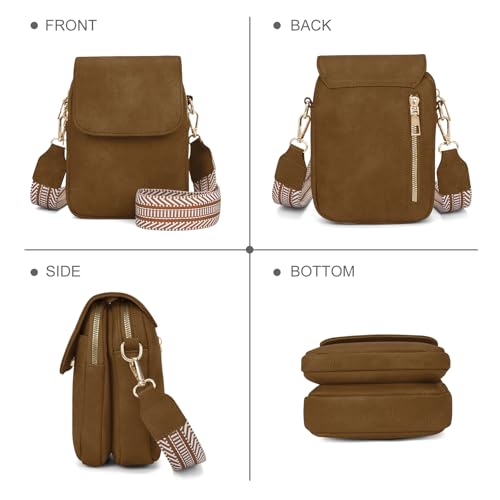 Fashion Small Crossbody Bags for Women Trendy Designer Cell Phone Purses - color: Sandy Brown