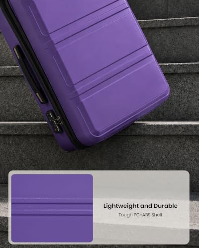 Kono 24 Inch Luggage Suitcase with Spinner Wheels TSA Lock - color: Purple, size: 24-inch Medium-checked