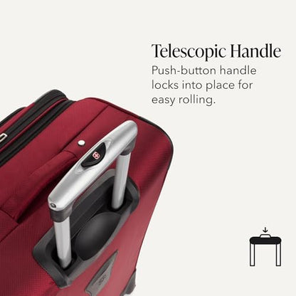 SwissGear Sion Softside Expandable Luggage – Large Checked Suitcase with 360 Degree Wheels & Retractable Handle – 29 Inch, Perfect for 7-9 Night Trips – Burgundy - color: Burgundy, size: Checked-Large 29-Inch
