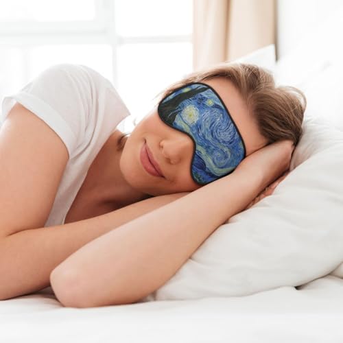 Starry Night Sleep Mask Eye Mask with Adjustable Strap Eye Sleep Shade Cover Blocks Light for Women Men Airplane Travel Nap - color: The Starry Night
