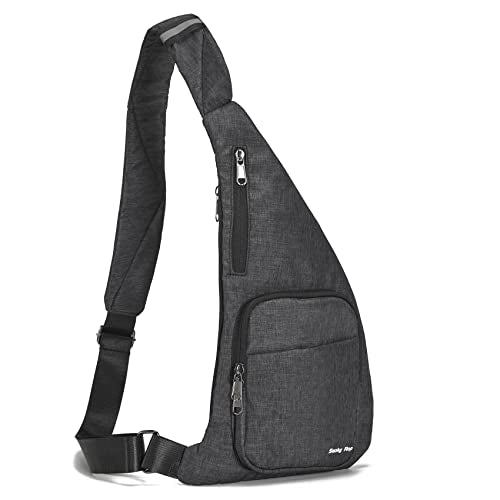Seoky Rop 남성용 여성용 슬링 백 슬림 개인 지갑 포켓 소형 도난 방지 크로스바디 체스트 백 여행 하이킹용 - color: 다크 그레이-2., size: One Size