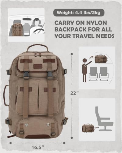 Gonex 40L Convertible Laptop Backpack, Airline Approved, Coffee Brown - color: Coffee Brown