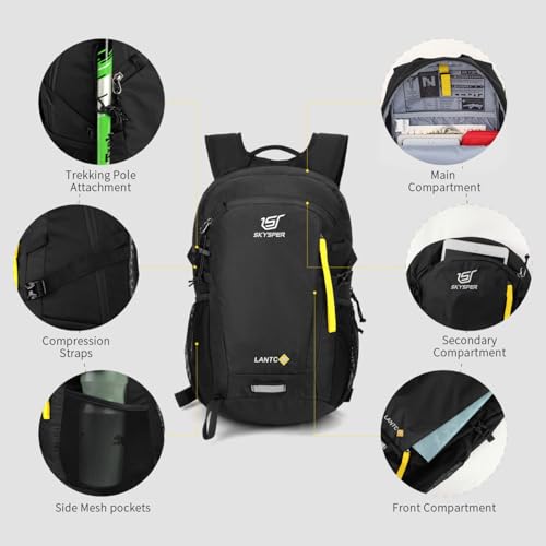 SKYSPER Small Hiking Backpack, 20L/30L Lightweight Travel Backpacks Hiking Daypack for Women Men - color: Lantc20-black, size: 30 l