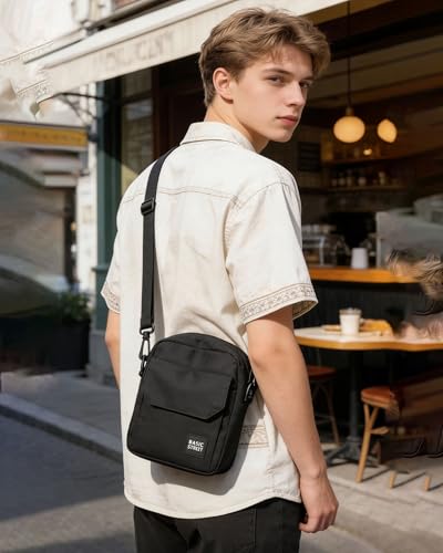 BJLFS Small Crossbody Bag Side Shoulder Bag for Men Women, Travel Passport Wallet Bag, Small Neck Pouch Side Shoulder Bag - color: Black-large