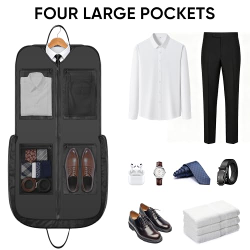 BALEINE Garment Bags for Travel, Water Resistant Carry on Suit Bag - color: Black, style: 48"-expanded