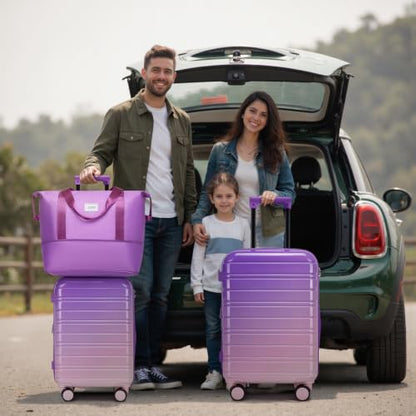 LARVENDER Luggage Sets 5 Piece, PC+ABS Expandable Suitcases with Wheels - color: Lavender Blush, size: 5 Piece Set (20/24/28/DB/TB)