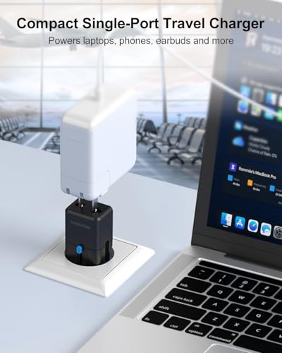 BEONDON Universal Travel Adapter 25W USB-C PD Charger Worldwide Plug Black - color: Black-eu