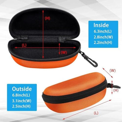 ZONLY 3 Pack Sunglasses Case Portable Travel Zipper Eyeglasses Case Hook With Cleaning Cloth - color: B-red+blue+orange