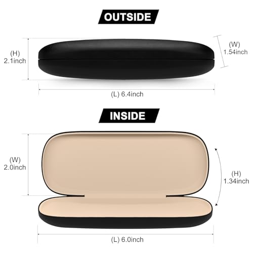 Eyeglasses Case, Hard Shell Protective Case for Glasses, Unisex for Women Men - color: Black