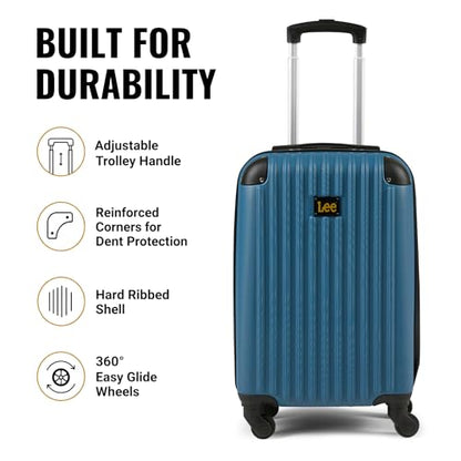 Lee Carry On Luggage with Wheels, 21" TSA Approved Hard Shell Suitcase - color: Navy
