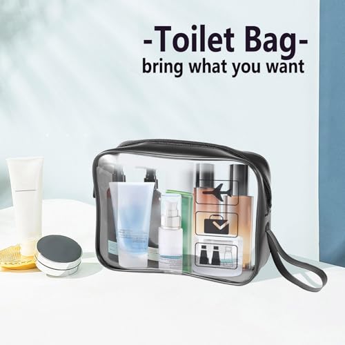 TSA Approved Toiletry Bag 2 Pack,Clear Travel Bags for Toiletries - color: Black-2pcs