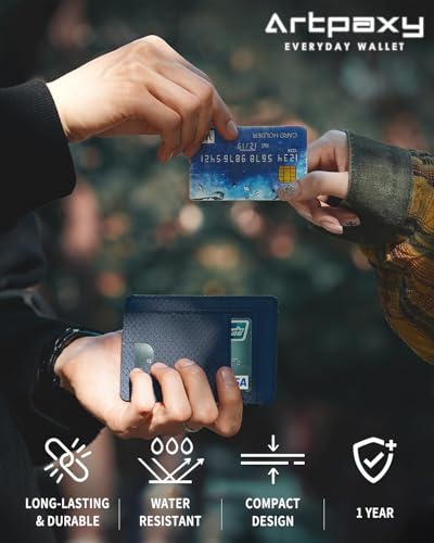 Artpaxy 남성 및 여성용 슬림 지갑, 여행용 미니멀리스트 전면 포켓 카드 홀더, RFID 차단, 신분증, 현금 및 신용 카드용 방수 나일론 지갑, 다크 그레이., 미니멀리스트 - color: 다크 그레이.