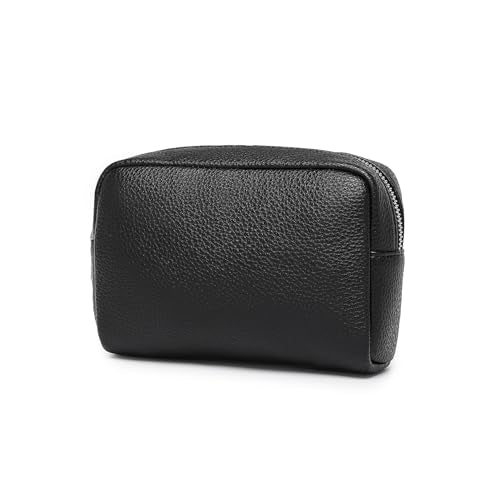Makeup Bag for Purse Travel Cosmetic Bag (PU Black) - color: Black
