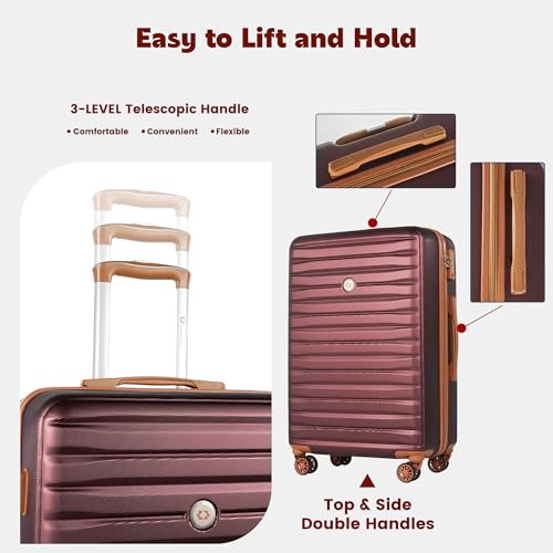 Travelhouse 10-Piece Hardshell Luggage Set with Spinner Wheels & TSA Lock - color: RED