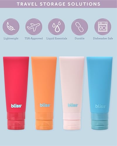 Bliss Travel Bottles Set TSA Approved Leak-Free Refillable Toiletries - size: 4pc Amalfi Vibes