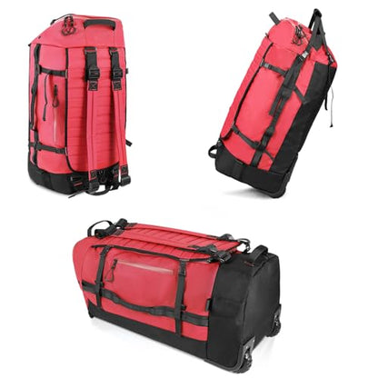 Vomgomfom 86L Collapsible Wheeled Duffle Bag Waterproof, Red - color: Red